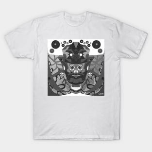 the mask of the crimson red queen in ecopop mayan pattern art T-Shirt